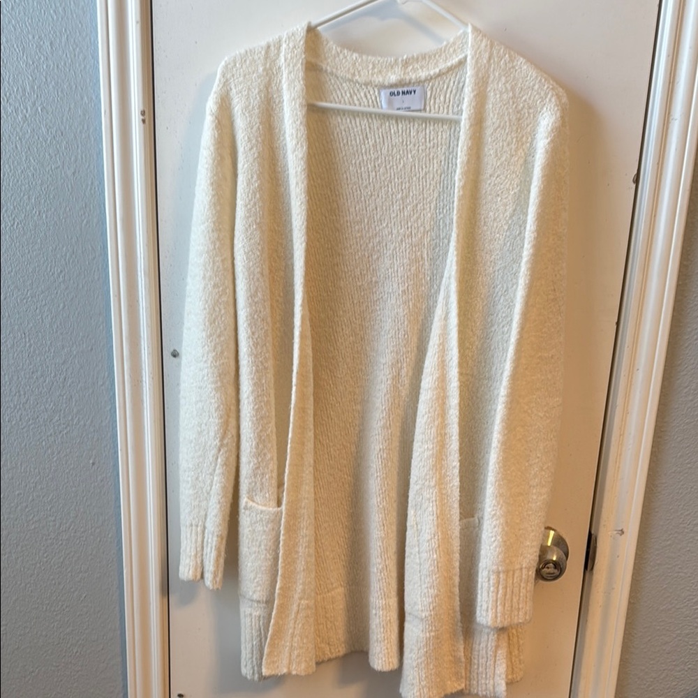 Cozy white Open-Front Sweater